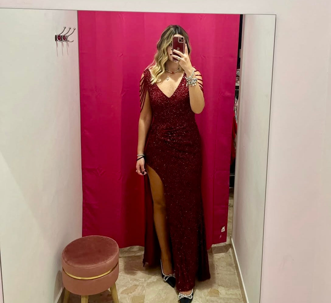 Abito lungo con paillettes