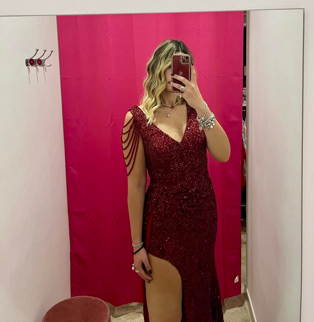 Abito lungo con paillettes