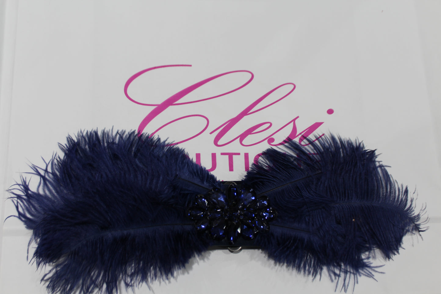 Cintura con piume e cristalli