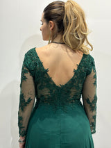 Abito in seta con pizzo e strass